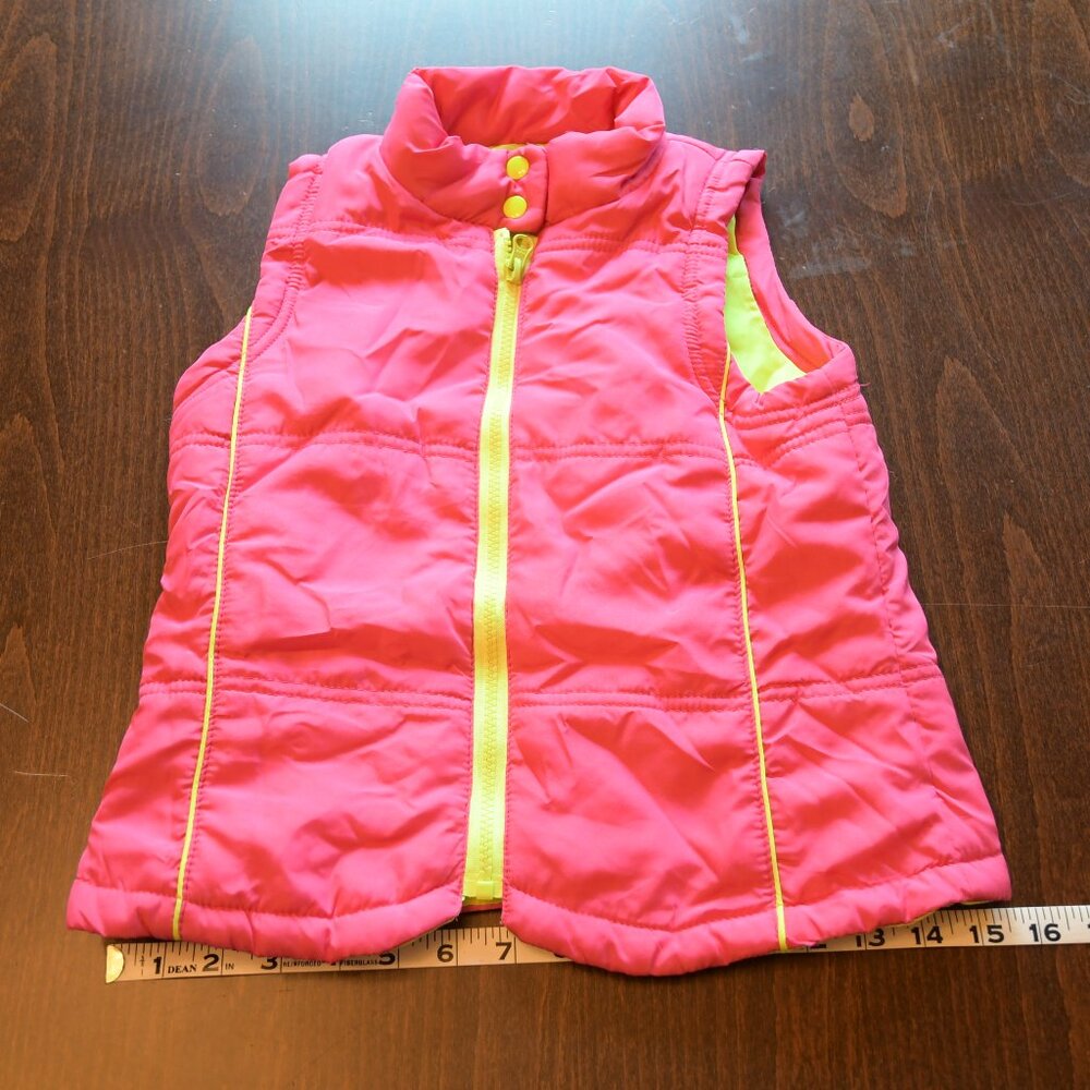 l.e.i Pink and Yellow Puffer Jacket Size M 7/8